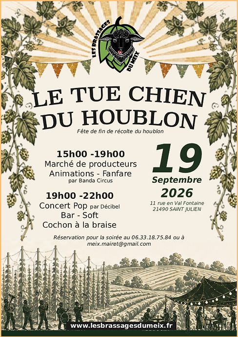 Affiche du Tue-Chien du Houblon, samedi 19 septembre 2026 aux Brassages du Meix